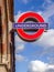 Close up view of traditional Underground sign subway.