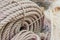 Close up view of twisted rope made of sisal