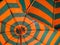 Close-up view on two colourful beach parasols