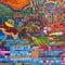 A close-up view of a vibrant mosaic mural, depicting a vibrant scene filled with diverse characters and symbols2, Generative AI