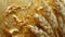 A close-up view of a vibrant painting capturing the intricate details of golden wheat swaying in the breeze, evoking a