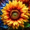 Close-up view of a vibrant sunflower radiating with enchanting colors