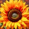 Close-up view of a vibrant sunflower radiating with enchanting colors