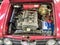 Close up view of vintage Alfa Romeo motor company car engine
