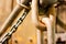 A close up view of vintage massive iron chain links in one of the museums in Hull, the United Kingdom