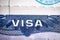 Close up view of Visa word on United States of America visa