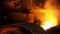 Close up view of working blast furnace at the metallurgical plant, heavy industry concept. Stock footage. Industrial