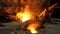 Close up view of working blast furnace at the metallurgical plant, heavy industry concept. Stock footage. Industrial