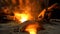 Close up view of working blast furnace at the metallurgical plant, heavy industry concept. Stock footage. Industrial