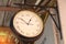 Close up of vintage death clock hang on the vintage zinc roof at vintage train station in province of Asia.