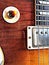 Close up of Vintage Electric Guitar switch wood and parts