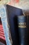 Close up of vintage medical reference books