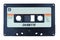Close up vintage and old audio cassette tape isolated on a white
