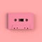 Close up of vintage pink audio tape cassette illustration on pink background