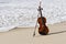Close up of a Violin and the Atlantic Seashore