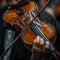 Close-up of a violinists fingers on the strings