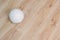 Close Up Of Volleyball Ball On Wooden Floor