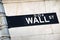 Close up of a Wall street direction sign, New York