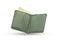 Close-up of Wallet short green genuine leather texture with banknotes inside isolated on white background.  Male purse
