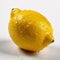 Close Up of Water Drenched Yellow Lemon