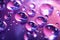 Close-up of water drops on purple surface, ai generated