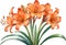 Close-up of a watercolor painting of Clivia miniata flower. Ai-Generated