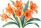 Close-up of a watercolor painting of Clivia miniata flower. Ai-Generated