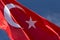 Close up of waved Turkish flag