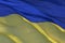 Close up of waved Ukrainian flag