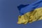 Close up of waved Ukrainian flag