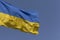 Close up of waved Ukrainian flag