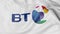 Close up of waving flag with BT Group logo, 3D rendering