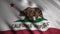 Close-up of waving flag of California Republic. Animation. Animated background with white flag waving in wind with red