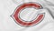 Close-up of waving flag with Chicago Bears NFL American football team logo, 3D rendering