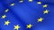 Close up of waving flag of european union, yellow star and blue background, eu flag