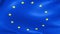 Close up of waving flag of european union, yellow star and blue background, eu flag