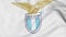 Close-up of waving flag with Lazio football club logo, 3D rendering