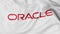 Close up of waving flag with Oracle Corporation logo, 3D rendering