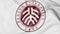 Close-up of waving flag with Peking University emblem 3D rendering