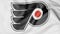 Close-up of waving flag with Philadelphia Flyers NHL hockey team logo, 3D rendering