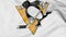 Close-up of waving flag with Pittsburgh Penguins NHL hockey team logo, 3D rendering