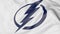 Close-up of waving flag with Tampa Bay Lightning NHL hockey team logo, 3D rendering