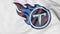 Close-up of waving flag with Tennessee Titans NFL American football team logo, 3D rendering