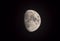 Close up Waxing Gibbous Moon Isolated on Dark Sky in Thailand