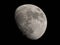 Close up Waxing Gibbous Moon Isolated on Dark Sky in Thailand