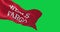 Close-up of Wells Fargo bank flag waving isolated on green background