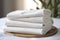 close-up of white bamboo fiber sheets stacked