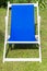 Close-up of a white and blue deckchair