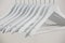 Close-up of white hangers arranged in a row