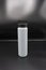 Close-up of white matte thermos water bottle isolated on black background